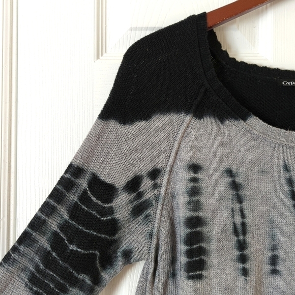 Gypsy 05 Global Village Lightweight Tie Dye Wool Blend Scoop Neck Sweater Gray M - Picture 3 of 11